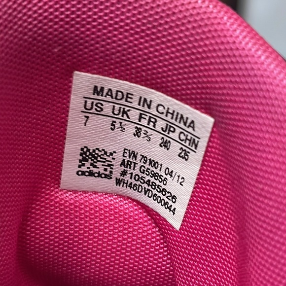 Adidas Black & Pink Lace Up High Top Sneakers Size 7 - Picture 14 of 14